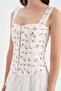 Women's Underwire Jacquard Floral Fabric Detailed Design Corset - 5