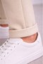 Men's Diagonel Micro Textured Double Pocket Trousers with Lace-Up Waist, Modern Cut - Cream - 3