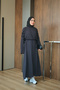 Women's Striped Long Sleeve Dress Black - 4