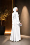 Modest Belted Satin Evening Dress - 4