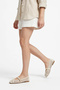 Women's Beige Straw Knit Buckle Summer Casual Mary Jane Ballerinas - 2