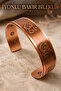 Men's and Women's Copper Bracelet with Thick Aum (Om) Pattern, Magnetic Adjustable Ionized Bracelet
