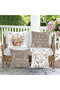 Brown Flower Basket Butterfly Patterned Runner and Set of 4 Throw Pillow Covers - 6