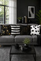 Black and White Gold Floral Runner and Set of 4 Throw Pillow Covers Modern Love - 7