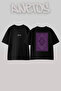 Purple Persian Hali Design Back Printed Cotton Black Oversize T-Shirt