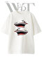 Shark Mouth_2 Design Printed Unisex White Oversize T-Shirt