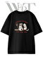 Raccoon Opossum Design Printed Unisex Black Oversize T-Shirt