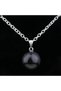 Natural Black Onyx Stone Round Ball Shape Pendant Necklace with black cord,14mm size - 4