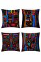 Colorful Abstract African Girl Patterned 4-Piece Throw Pillow Cover Set - 3