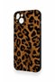 Dark Leopard Leather Pattern Silicone Case Compatible with iPhone 14 Plus/15 Plus - 3