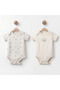 100% Organic Cotton, 2-Piece Strap Bodysuit, Baby Bodysuit, Unisex Lamb Embroidered & Patterned Soft Summer Bodysuit Set