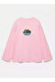100% Cotton Oversize Fit Olive Printed - Crew Neck Long Sleeve T-Shirt