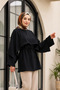 Cape Detailed Belted Voile Tunic - Black