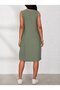 Women's round neck short dress with straps and side buttons - 3
