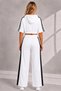 Women's Hooded Zipper Short Sleeve Crop Top High Waist Wide Leg Stripe Detailed Tracksuit Set - 6