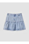 Blue Ruffled Mini Jean Skirt - 7