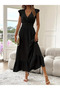 Women's Short Sleeve Double Breasted Collar Elastic Waist Muslim Dress - 5