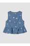 Lcw Kids Indigo Floral Girl's Peplum Jean Blouse - 2
