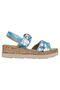 Women's Vegan Leather Blue Thick Sole Sandals - Bloom Where You Are Planted Design - 4