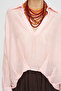 Women's Asymmetrical Cut V-Neck Powder Blouse - 2