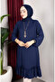 Bürümcük Fabric Skirt Gathered Tunic 0903-04 Navy Blue - 4