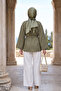 Light Khaki Women's Belted Hijab Kimono 1177 - 6