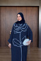 Women's Embroidered Linen Bat Sleeve Dress - 5