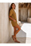 Women's Linen Shorts and Front Buttoned Pocket Detailed Shirt Shorts Set - 3