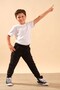 Unisex Children's Cotton Jogger Sweatpants with Elastic Waist and Pockets 9055 Black - 4