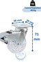 Transparent 50' Double Ball Table Cabinet Coffee Table Shelf Furniture Caster with Turntable - 2 Pieces with Brake - 2 Pieces Without Brake - 2