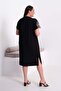 Women's Black Clover Patterned Sleeve Detailed Combed Cotton Stylish Dress - 5