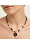 D'Oro - Black Flower Figured Necklace - 2
