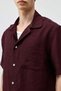 Burgundy Lyocell Blend Short Sleeve Men's Shirt - 3