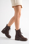 S220Cilt Women's Lace-Up Side Zipper Non-Slip Sole Short Boots - 3