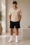 Premium Ribbed Ottoman Fabric Polo Collar Unisex T-Shirt and Shorts Set Women's and Men's Set - 3