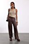 Brown Elastic Waist Trousers 00381 - 3