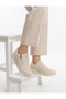 Women's Zippered and Laced Non-Yellowing Sole Sneaker Shoes-Beige - 2