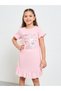 Girls Pink Graphic Print Ruffle Knee-Length Nightdress - 2