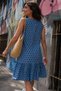 Women's Dark Blue Sleeveless Skirt Ruffle Polka Dot Dress Arm-26Y001146 - 2