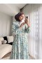 Women's Summer Floral Print Buttoned Loose Long Dress M7105 - Light Blue - 2