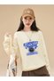 Women's Beige Jeanswest Printed Crew Neck Sweatshirt