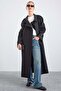 High Collar Oversize Water Repellent Trench Coat Black 6874 - 4