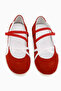 Mary Genuine Leather Red Suede Cross Elastic Band Women's Ballerinas - 4