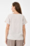 Beige Italian 60% Linen Oversize Blouse with Button Accessories, Size 38 - 42 - 4
