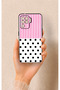 Oppo Reno 5 Lite Compatible Pink Striped Polka Dot Patterned Silicone Case