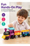 FL1190 Alphabet Mini Train 34-Piece Building Blocks Set with Letter and Word Sticker Sheet, Multicolour Educational Railway Construction Toy for Kids Age 3+ - 2