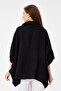 Black Italian 100% Linen Degaje Collar Poncho Linen Blouse Size 42 - 50 - 4