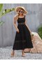 Women's Strappy Lace Detailed Kiloş Janjan Crepe Dress - 5