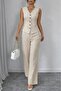 Women's Strappy Button-Front Blouse and Pants Linen Two-Piece Set - 4