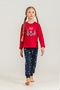 Mother - Daughter, 100% Cotton, Red, Snow Globe & Christmas/New Year Patterned, Long Sleeve Pajama Set (Sets Will Be Sold Separately at Different Prices.) - 6